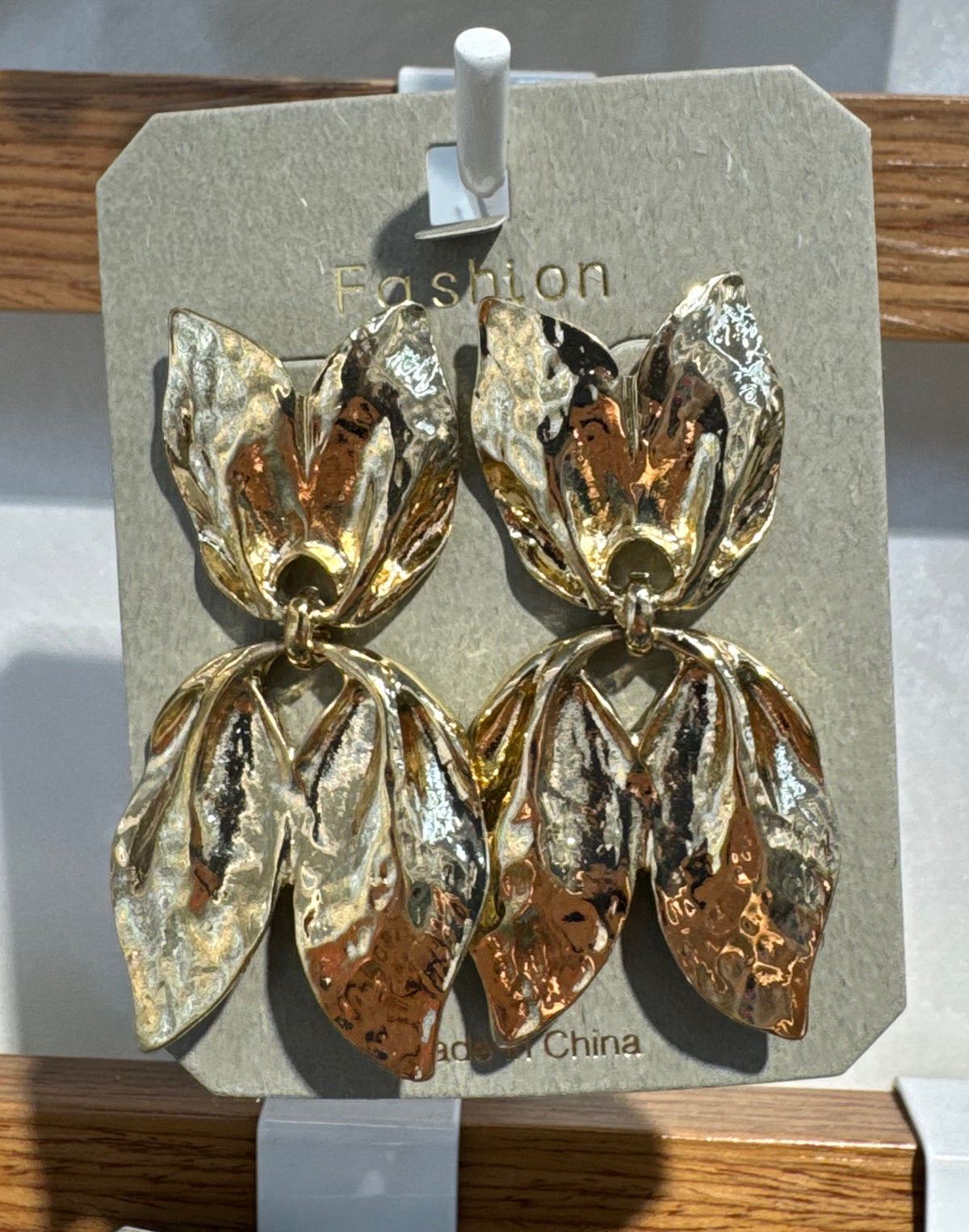 Hammered Petal Statement Earrings - W3-0268