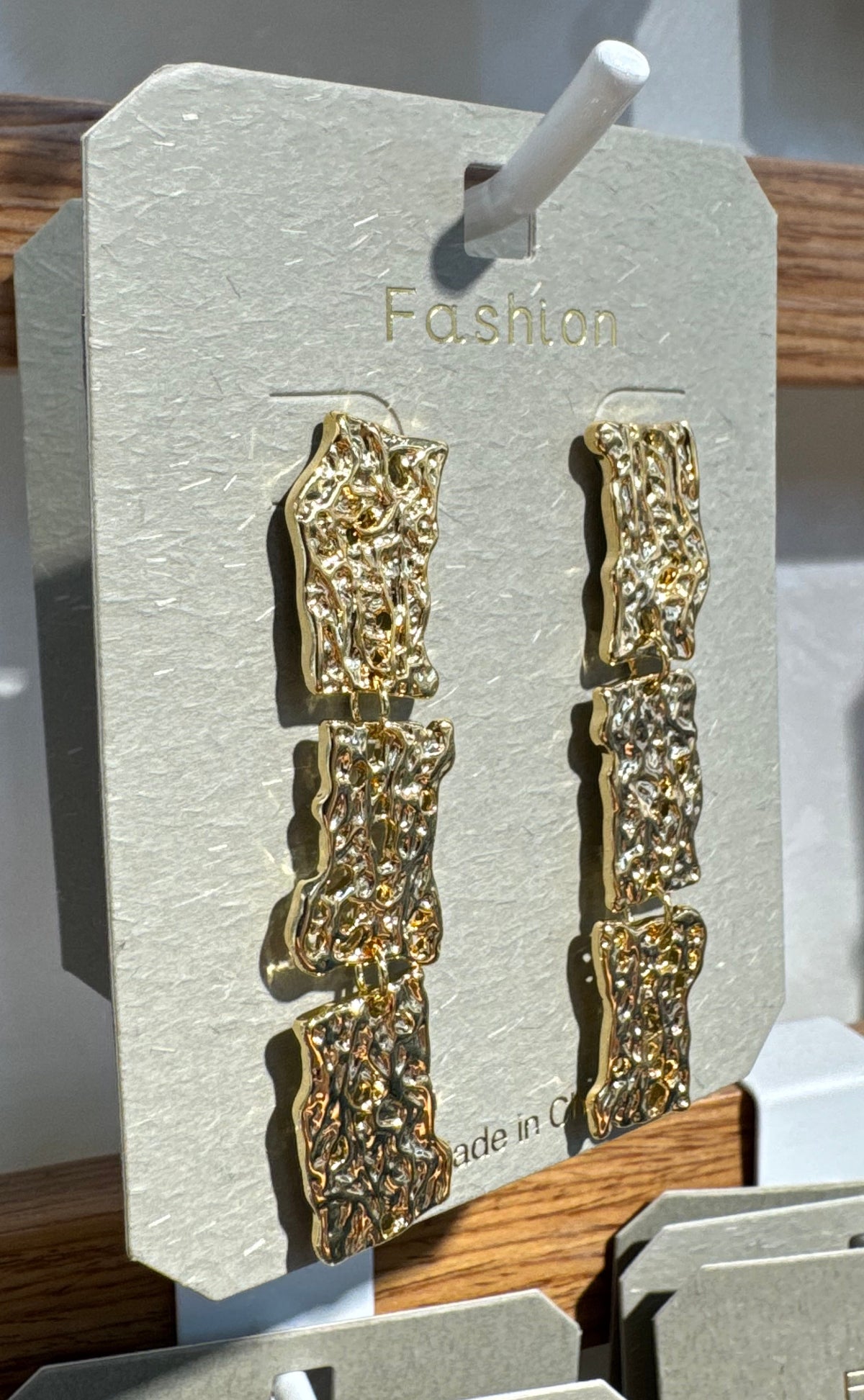 Hammered Panel Cascade Earrings - W3-0273