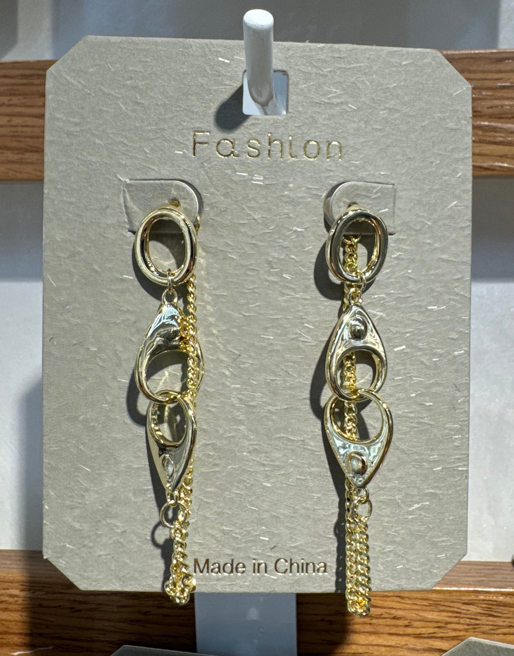 Oval Link Chain Fringe Earrings - W3-0274