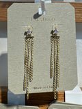 Star Stud Chain Fringe Earrings - W3-0278