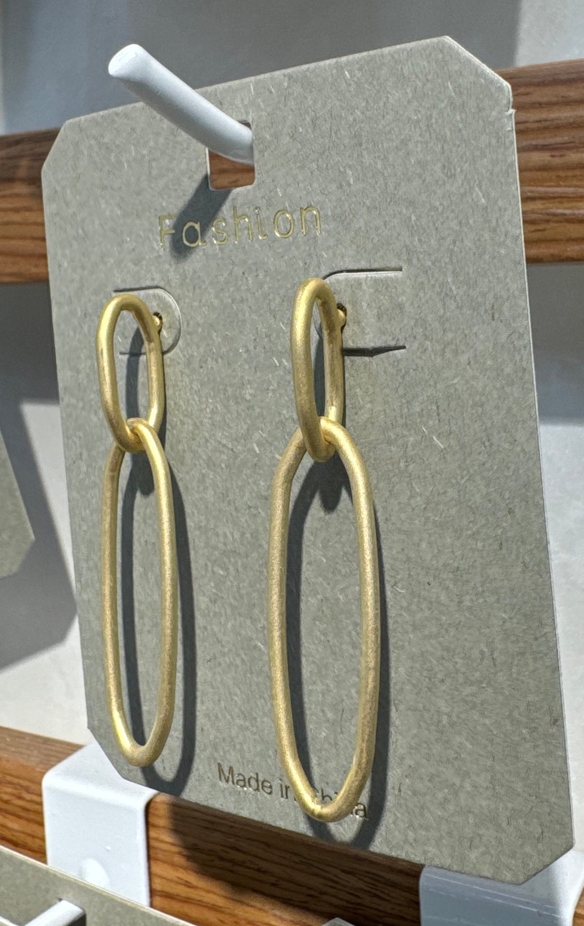 Long Double Oval Link Earrings - W3-0280