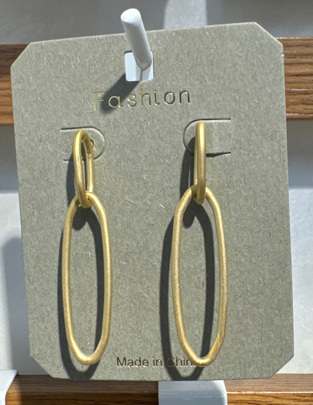 Long Double Oval Link Earrings - W3-0280