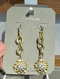 Floral Disc Chain Link Earrings - W3-0281