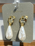 Sculpted Stud Pearl-Style Earrings - W3-0283