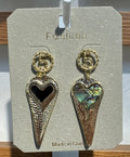 Asymmetric Long Heart Drop Earrings - W3-0284