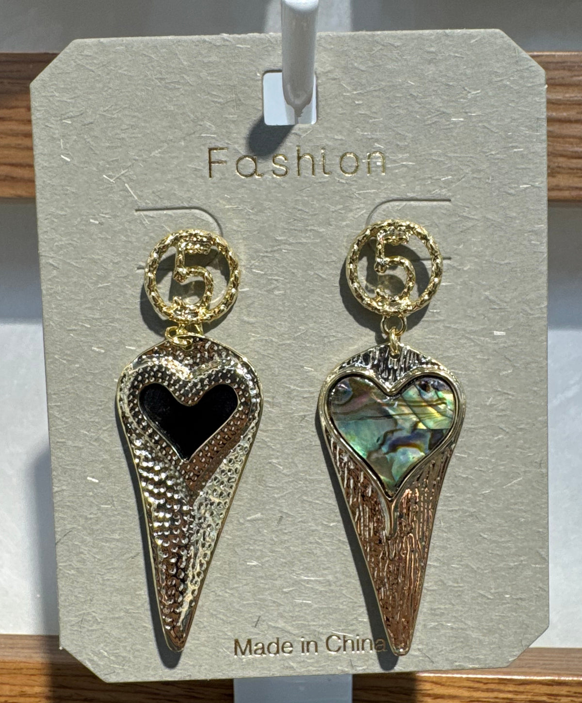 Asymmetric Long Heart Drop Earrings - W3-0284