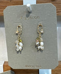 White Bead Cluster Link Earrings - W3-0287