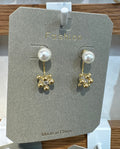 Pearl-Style Stud Flower Earrings - W3-0289