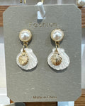 Layered Seashell Drop Earrings - W3-0296