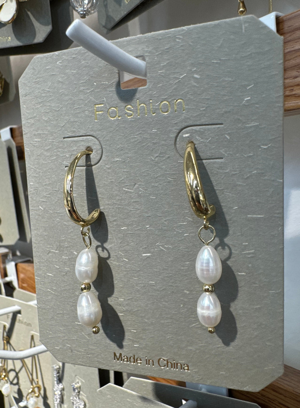 Twin Pearl-Style Drop Earrings - W3-0298