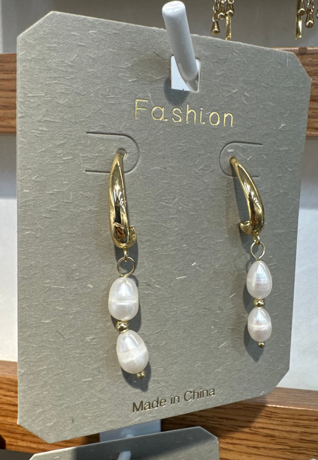 Twin Pearl-Style Drop Earrings - W3-0298