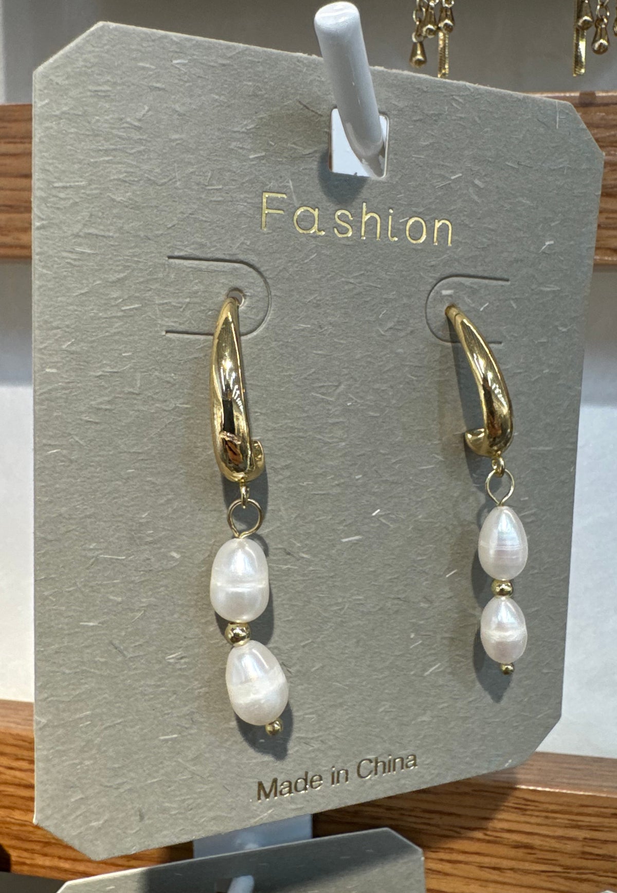 Twin Pearl-Style Drop Earrings - W3-0298