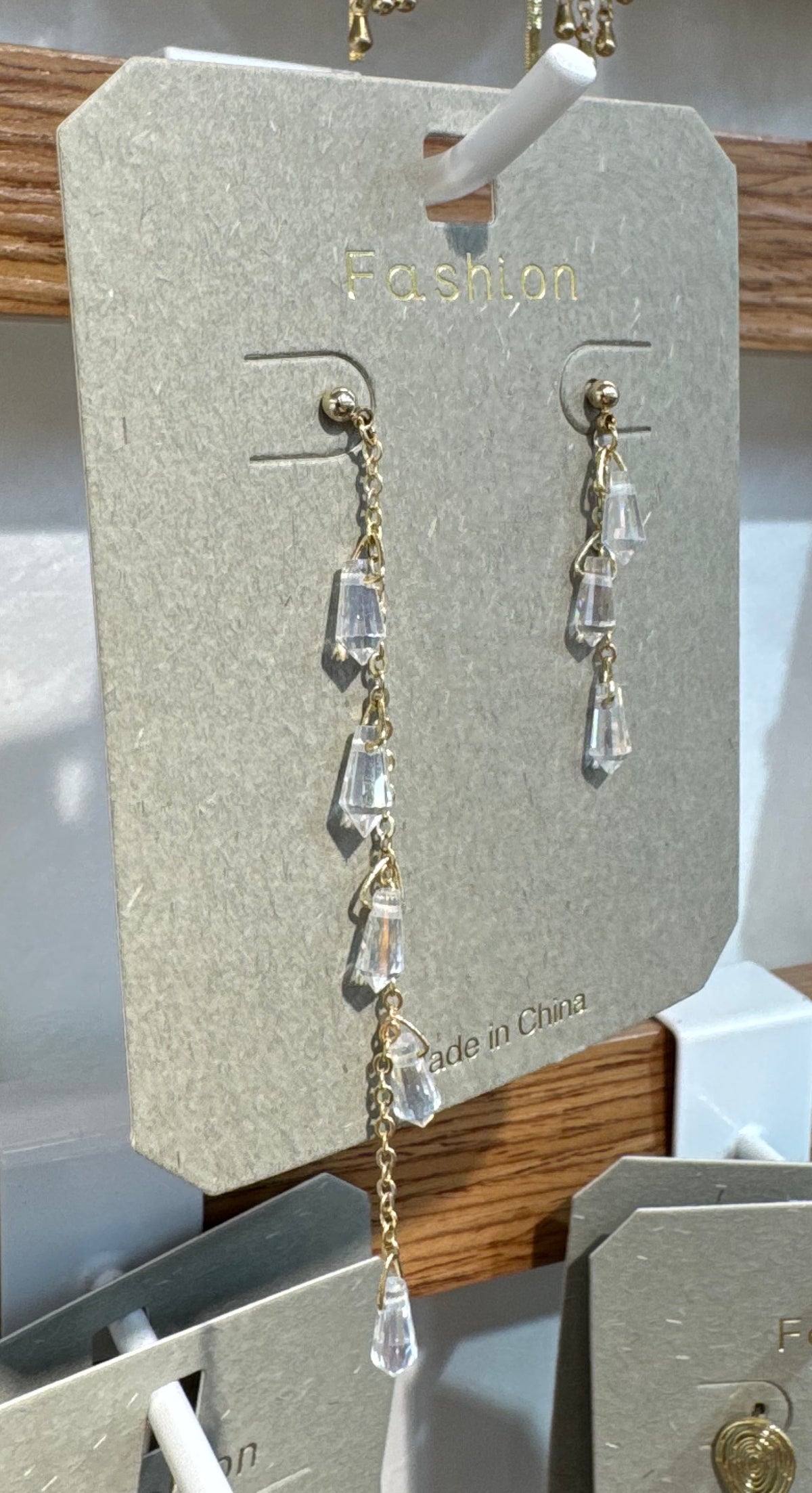 Asymmetric Sparkling Chain Earrings - W3-0300