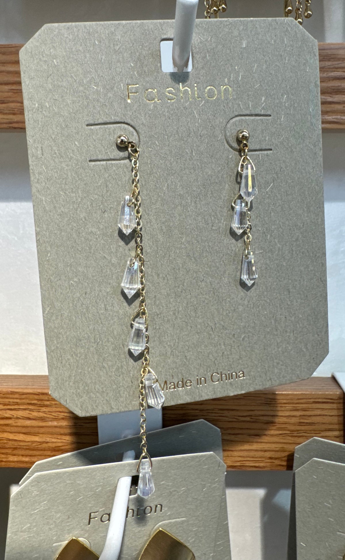 Asymmetric Sparkling Chain Earrings - W3-0300