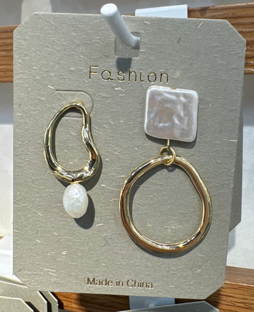 Asymmetric Square Ring Earrings - W3-0301