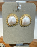 Ornate Pearl-Style Stud Earrings - W3-0302
