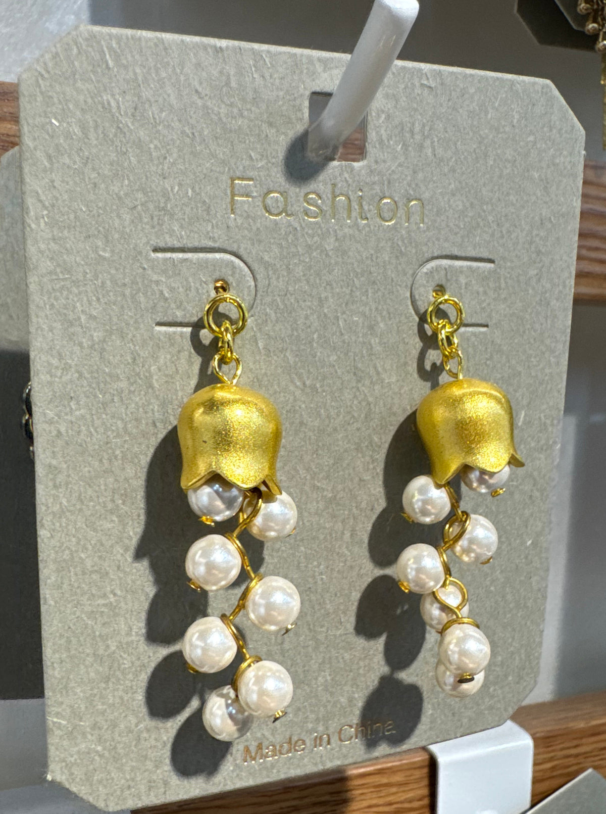 Bell Flower Bead Cluster Earrings - W3-0303
