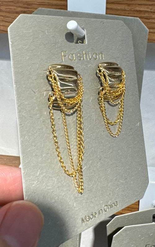 Asymmetric Layered Chain Earrings - W3-0305