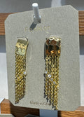Hammered Stud Chain Tassel Earrings - W3-0308