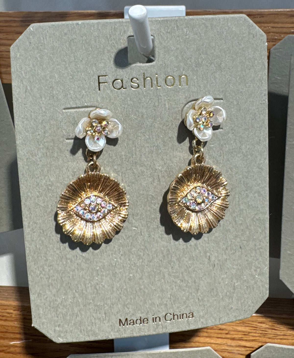 Sparkling Eye Medallion Earrings - W3-0316