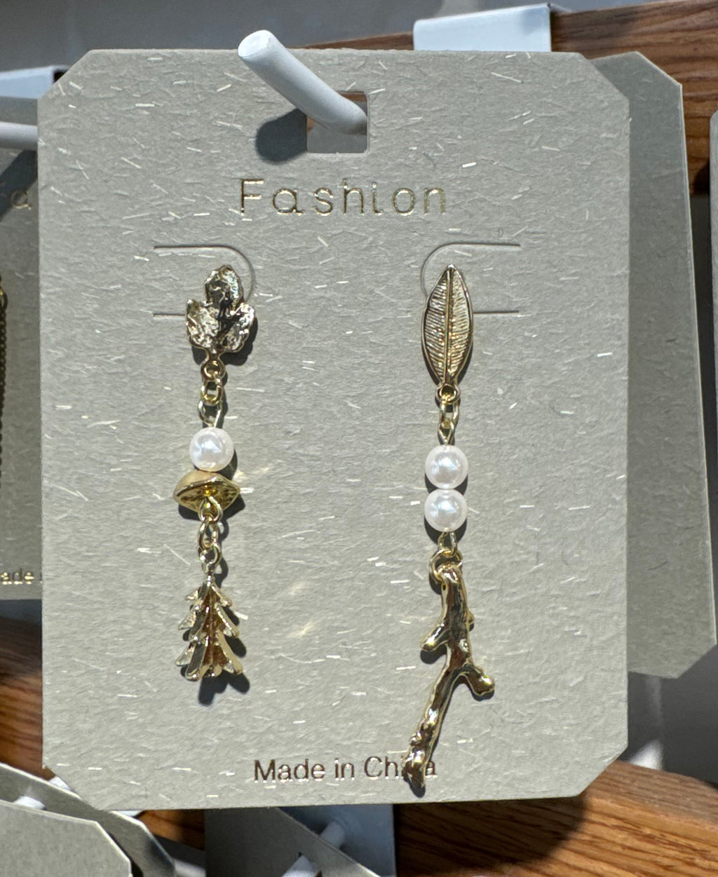 Pearl-Style Branch Drop Earrings - W3-0318