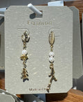Pearl-Style Branch Drop Earrings - W3-0318