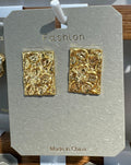 Embossed Rectangle Stud Earrings - W3-0322