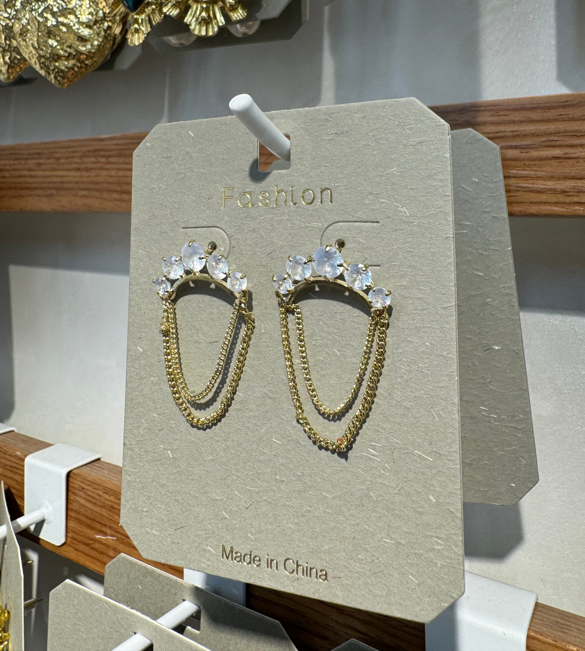 Crystal Arch Chain Earrings - W3-0324