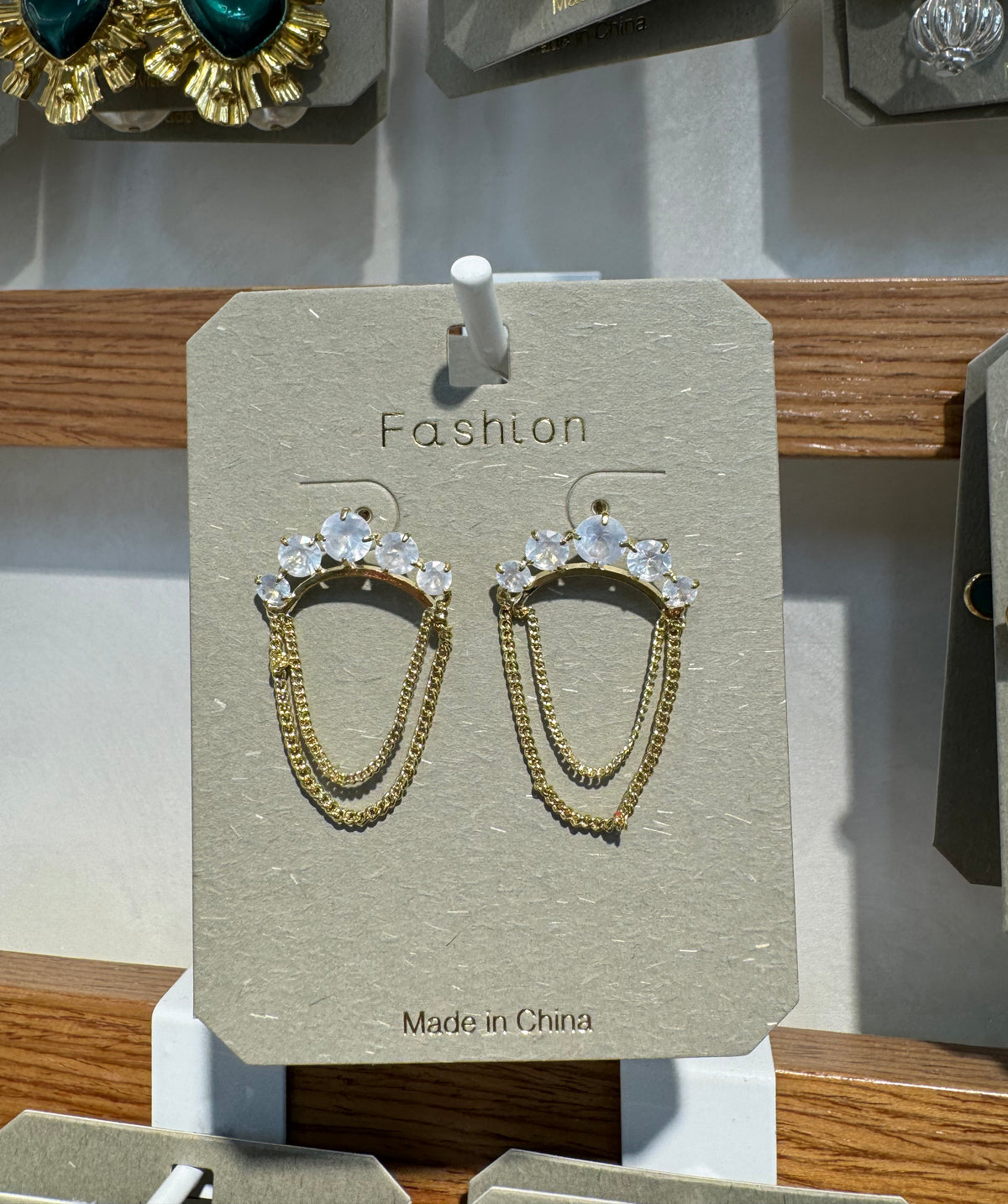 Crystal Arch Chain Earrings - W3-0324