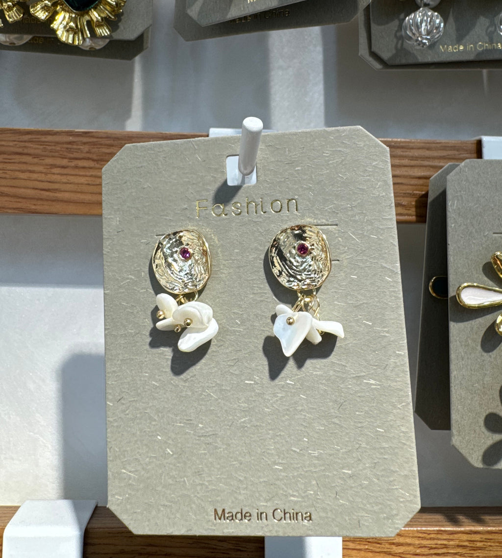 Floral Cluster Drop Earrings - W3-0329
