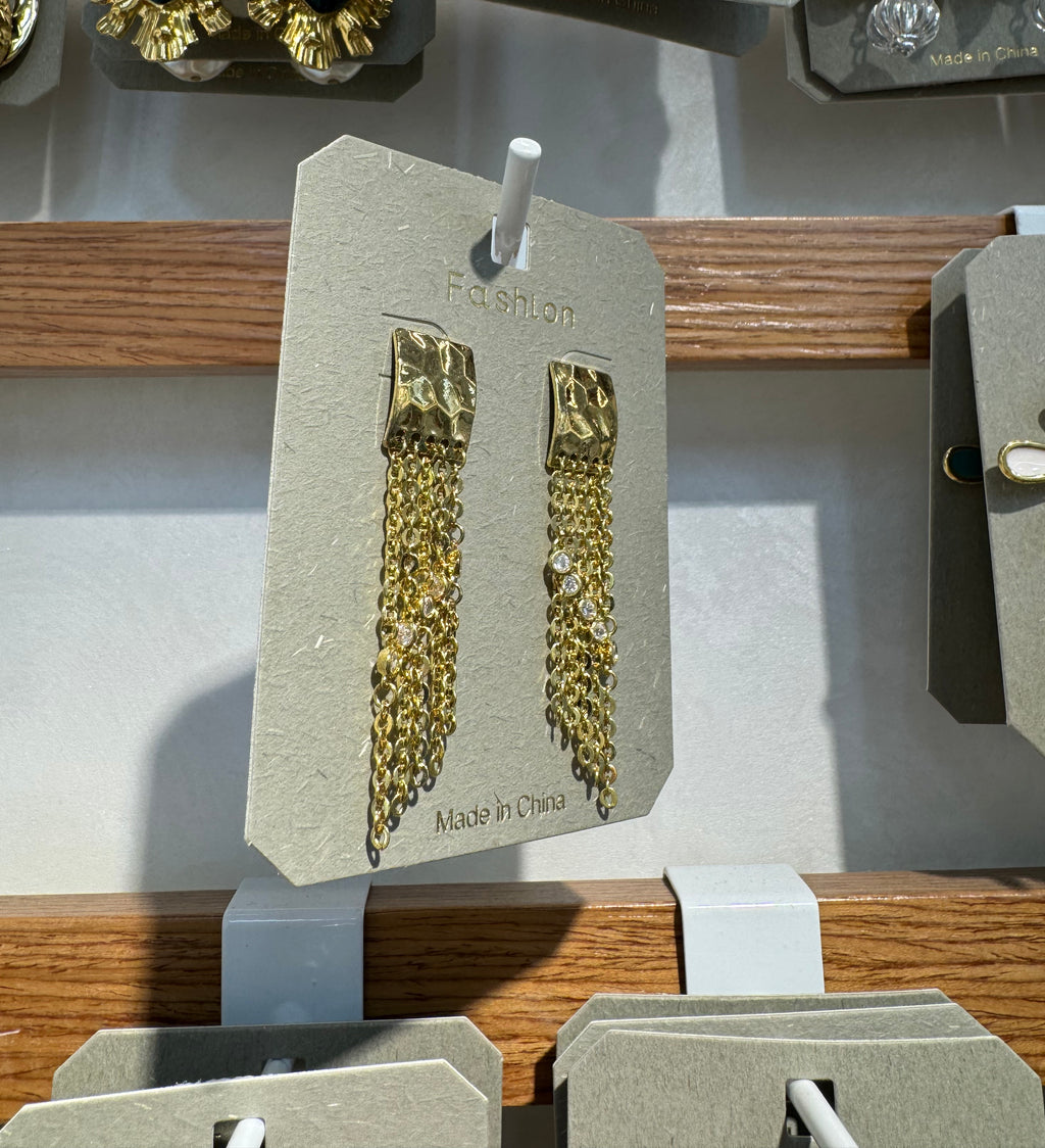 Mesh Chain Fringe Earrings - W3-0335