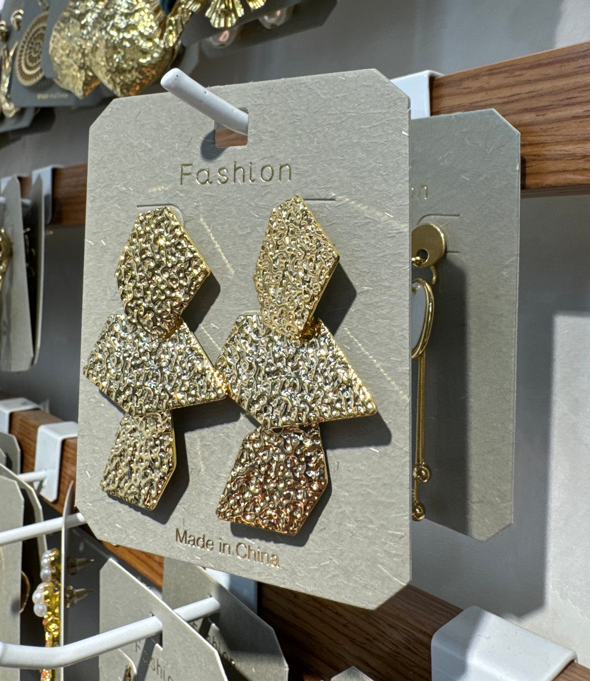 Textured Cross Drop Earrings - W3-0342