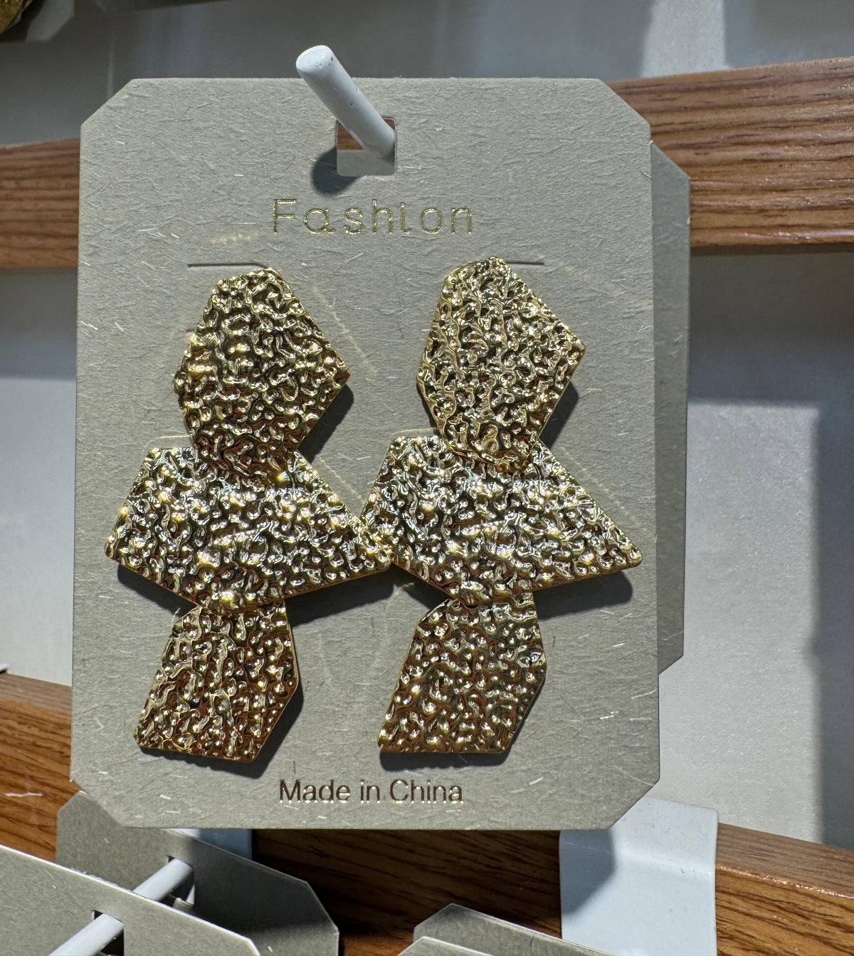 Textured Cross Drop Earrings - W3-0342