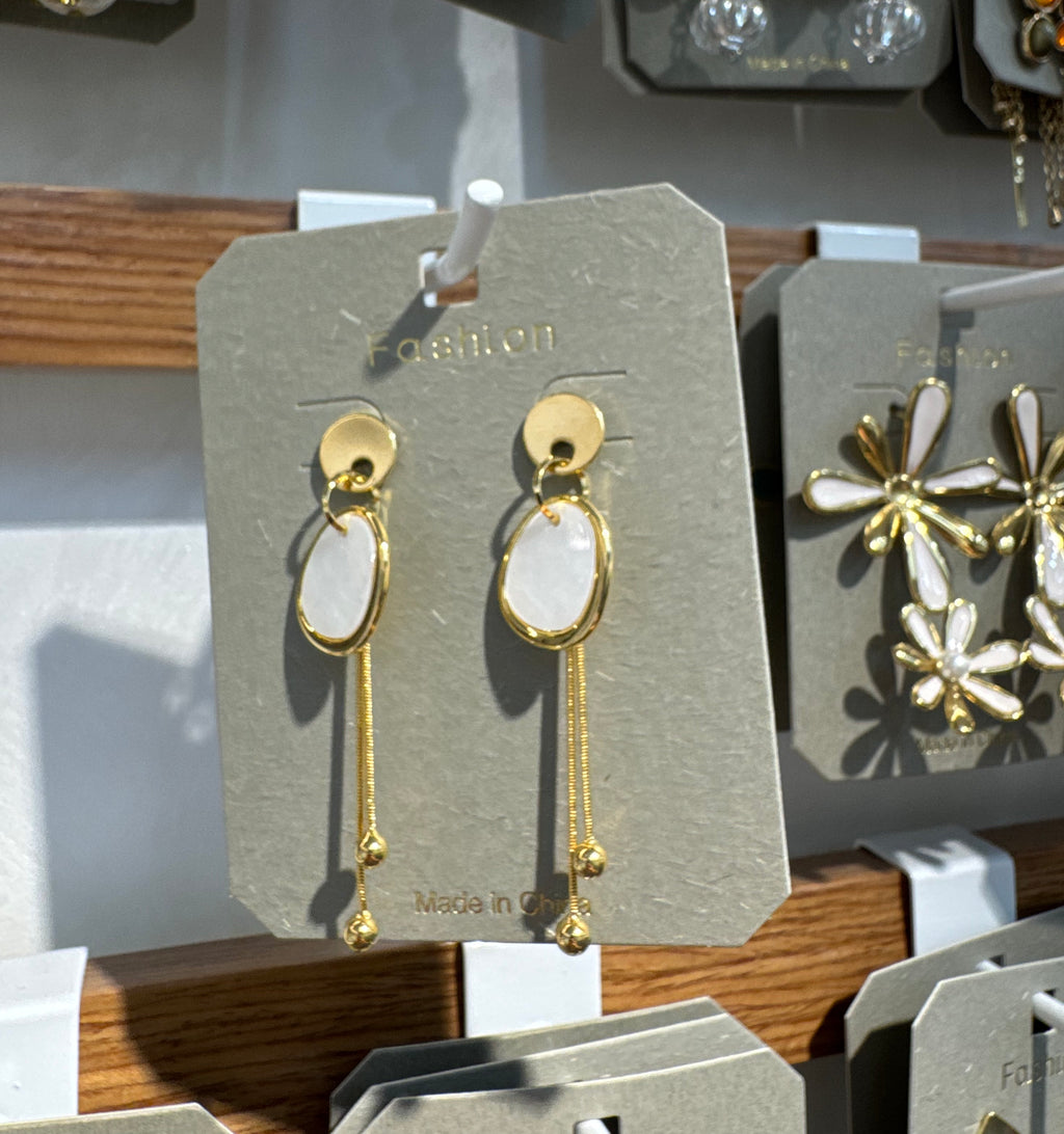 Oval Chain Coin Drop Earrings - W3-0343