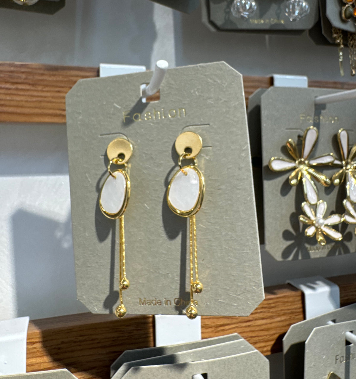 Oval Chain Coin Drop Earrings - W3-0343