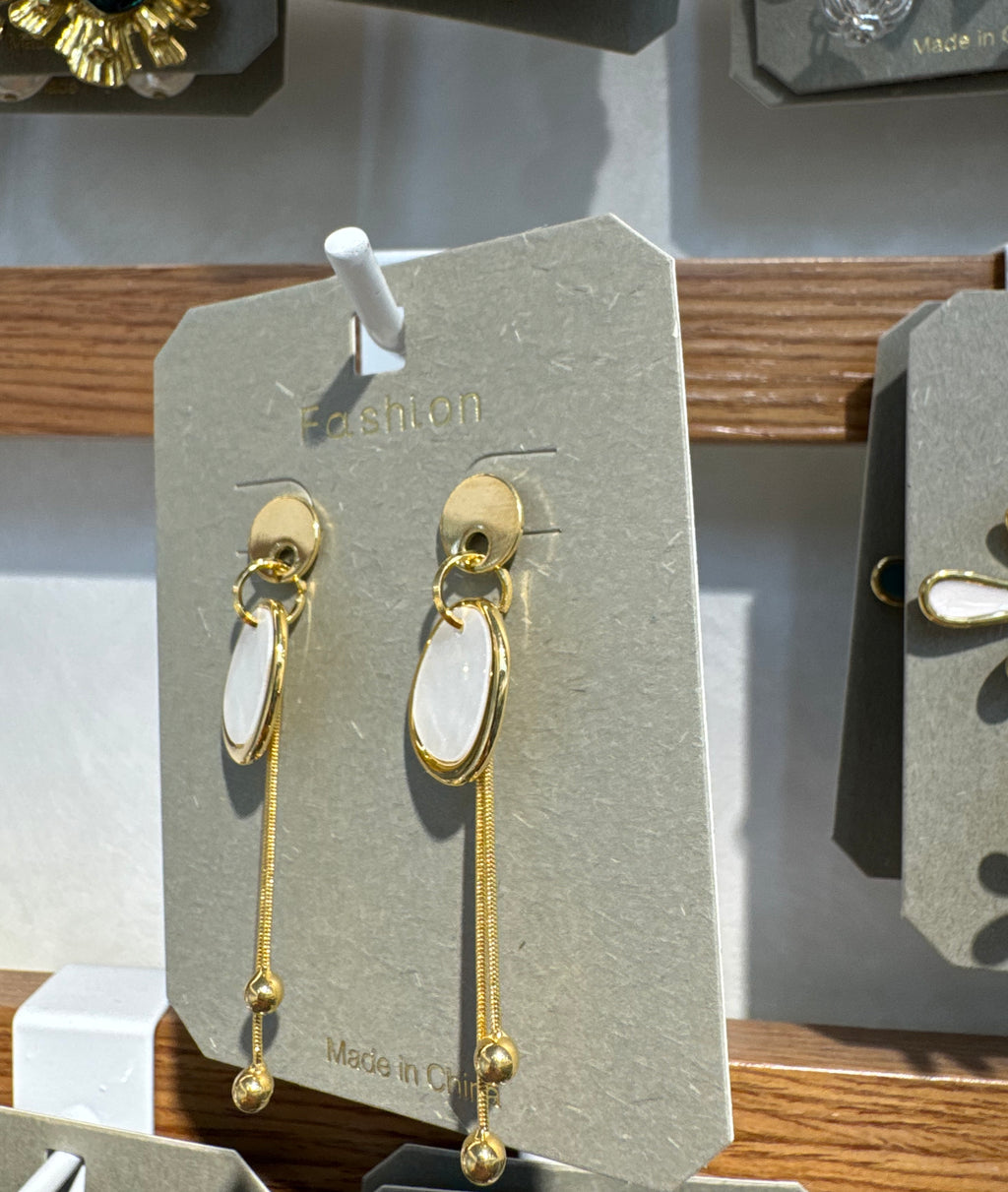 Oval Chain Coin Drop Earrings - W3-0343