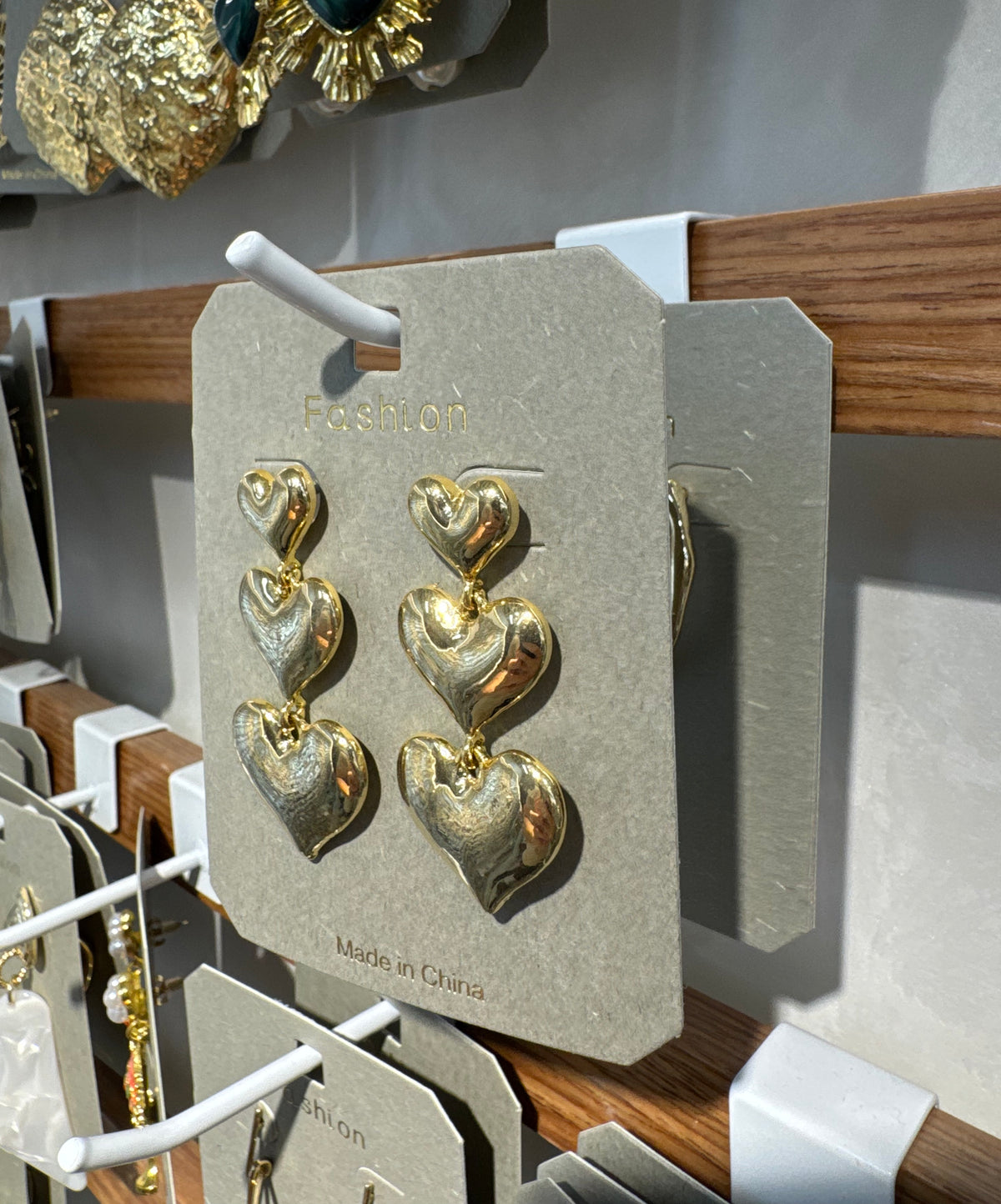Triple Heart Drop Earrings - W3-0346