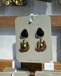 Black Teardrop Statement Earrings - W3-0351