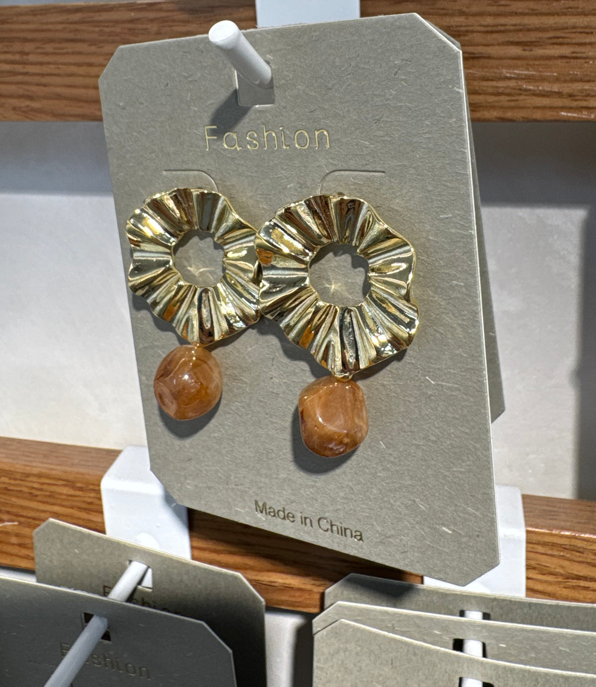 Sunburst Orange Bead Earrings - W3-0354