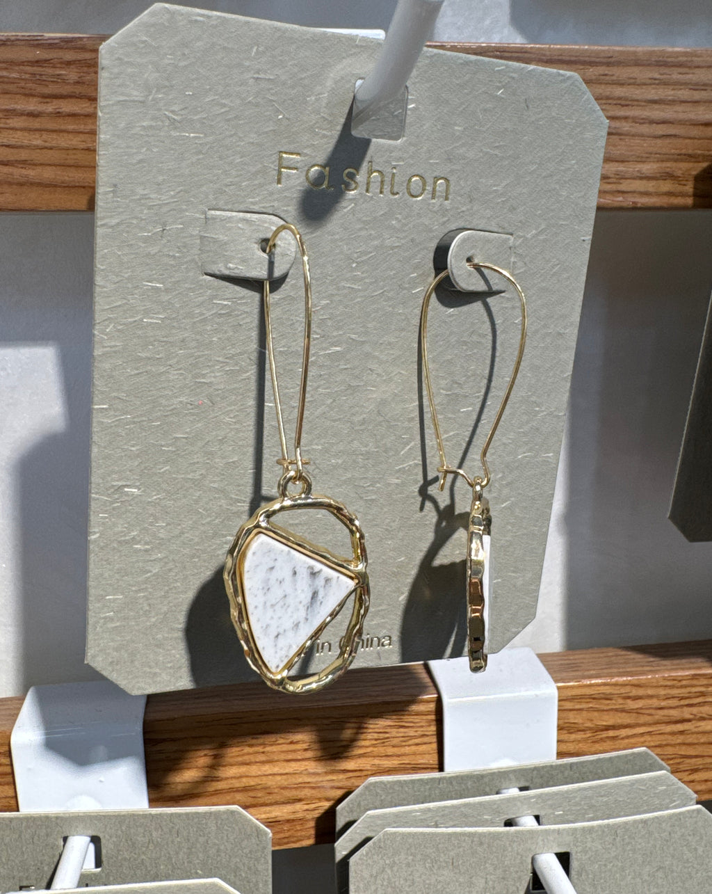 Long Wire Triangle Earrings - W3-0356