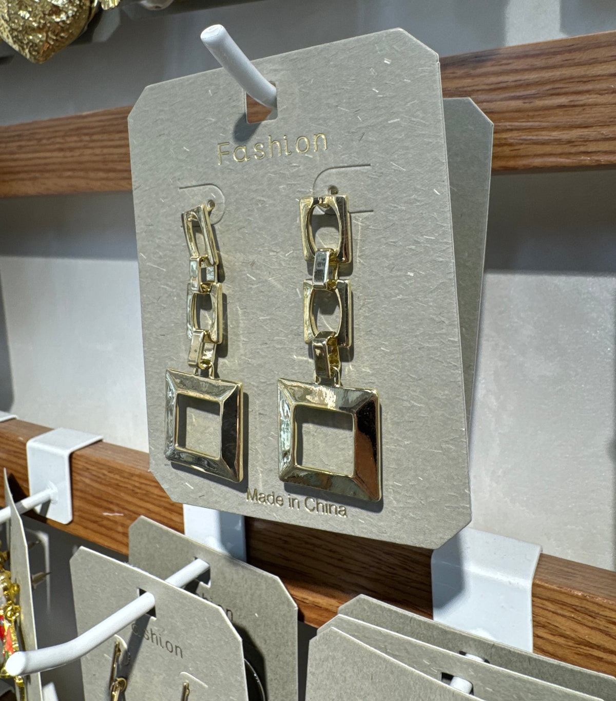 Square Chain Link Earrings - W3-0358