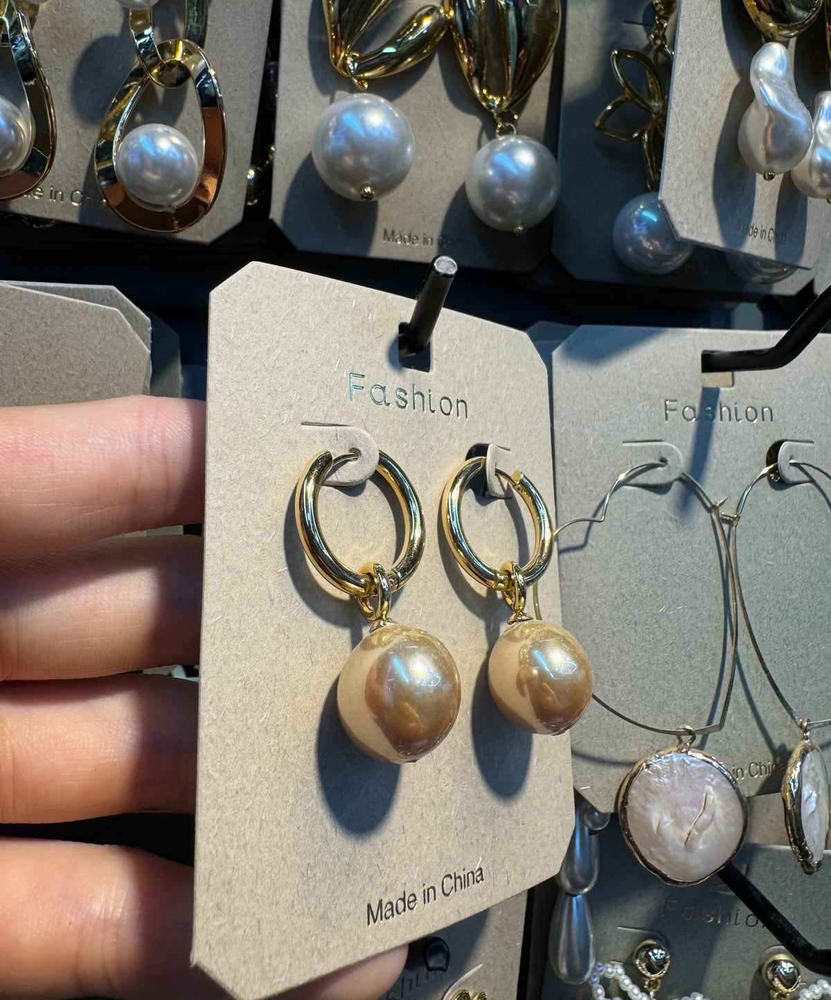 Round Bead Charm Hoop Earrings - W3-0365