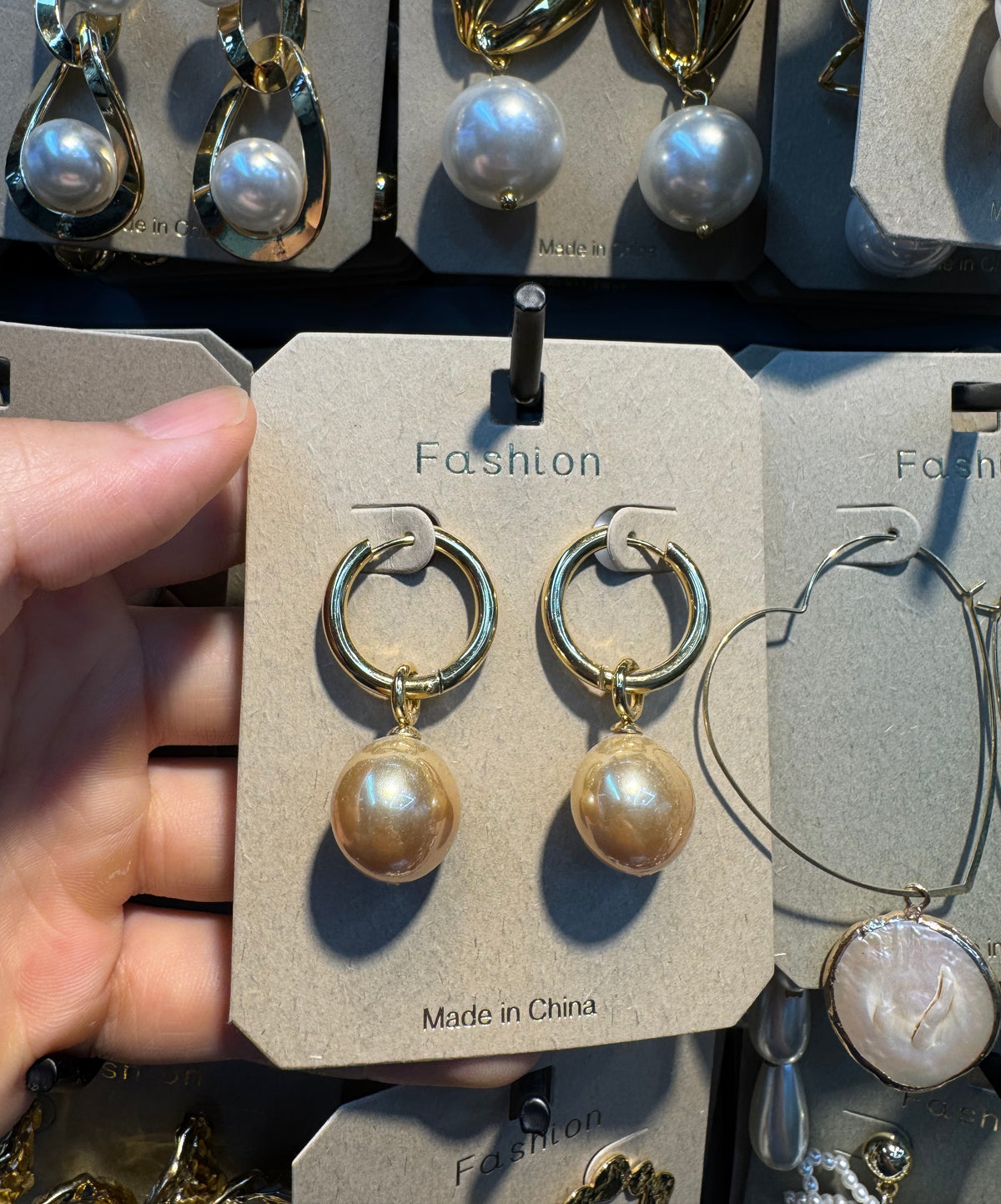 Round Bead Charm Hoop Earrings - W3-0365