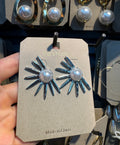 Starburst Pearl Stud Earrings - W3-0367