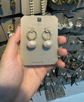 Flat Baroque Pearl Hoop Earrings - W3-0372