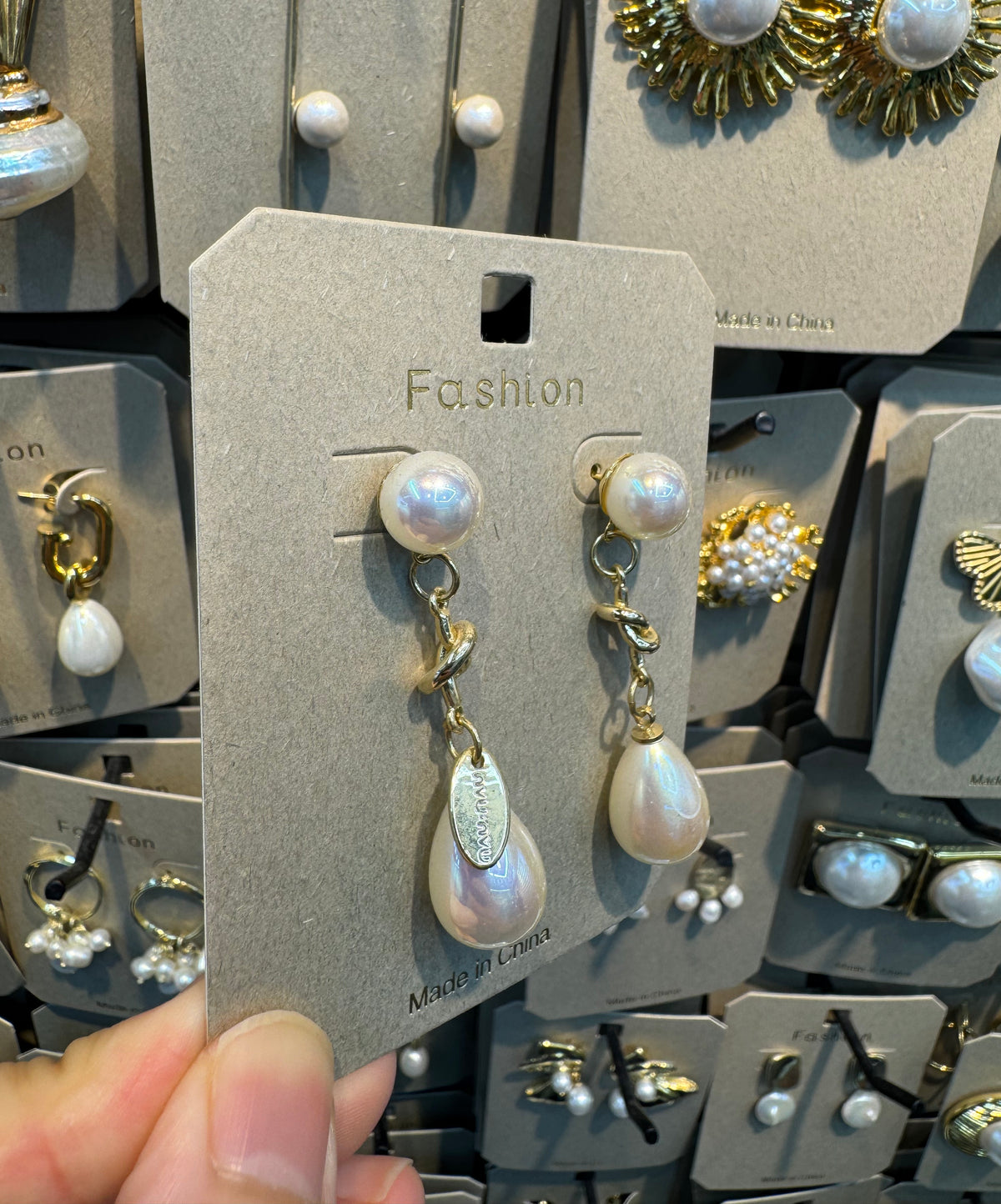 Pearl Stud Teardrop Earrings - W3-0380