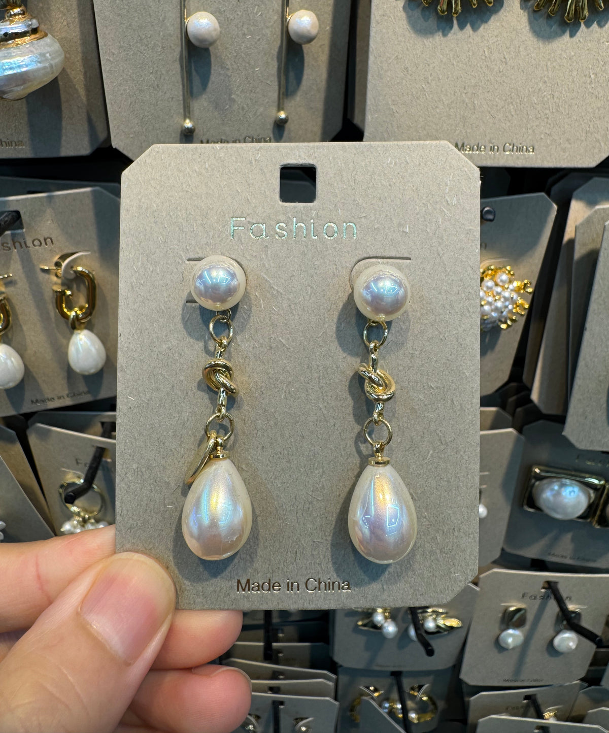Pearl Stud Teardrop Earrings - W3-0380