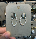 Pearl Loop Shield Stud Earrings - W3-0384