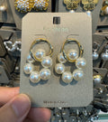 Multi Pearl Charm Hoop Earrings - W3-0388