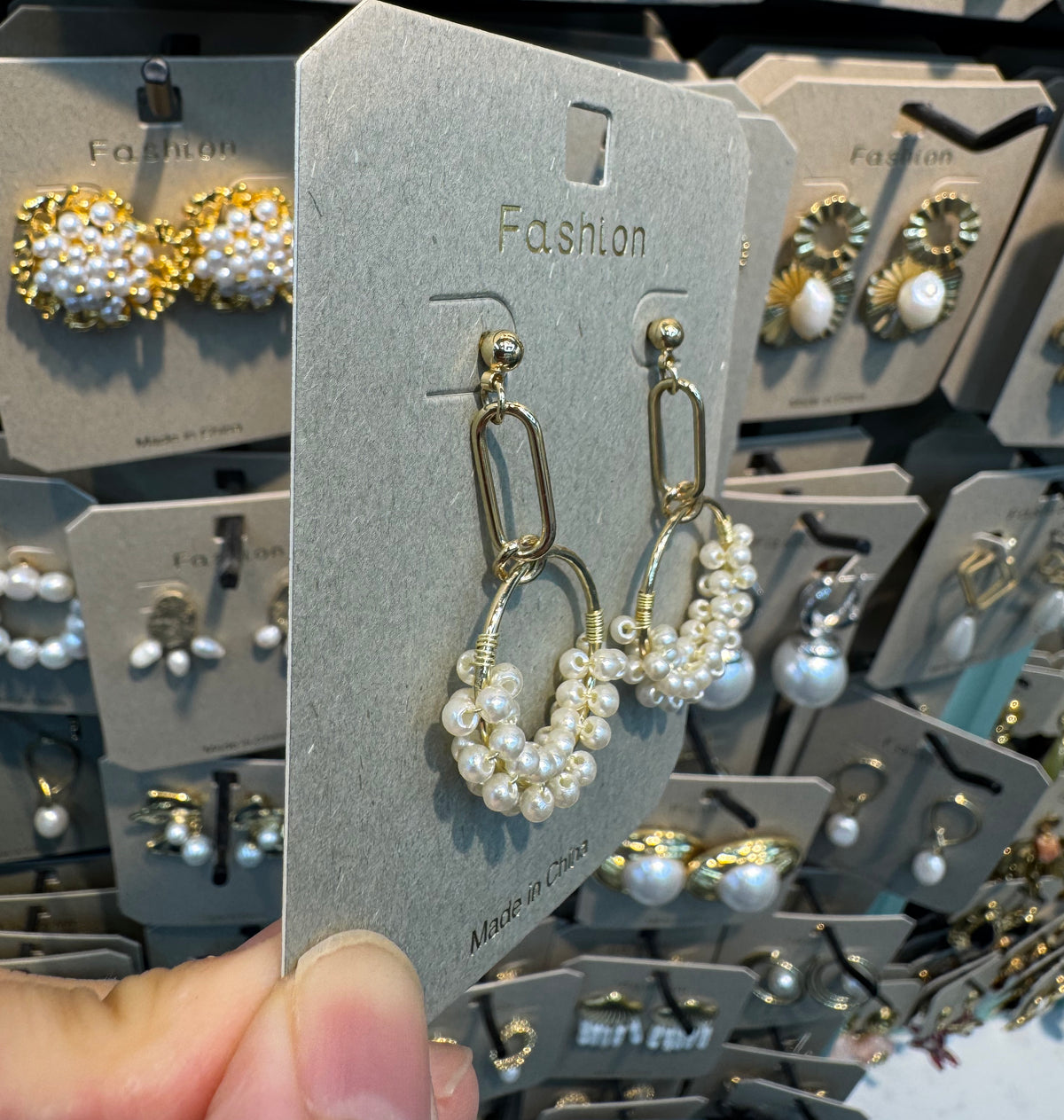 Pearl Fringe Circle Earrings - W3-0390